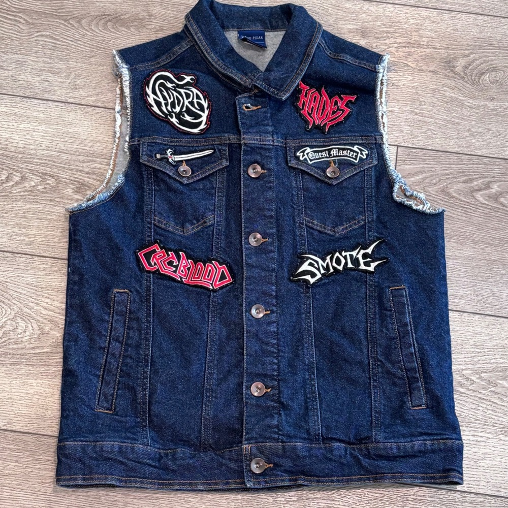 Our Universe Disney Pixar Onward Denim Vest Mens Medium Patched Phoenix Graphic